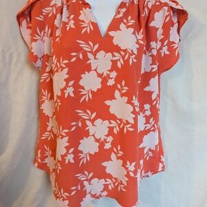 41 Hawthorn Coral Floral Blouse